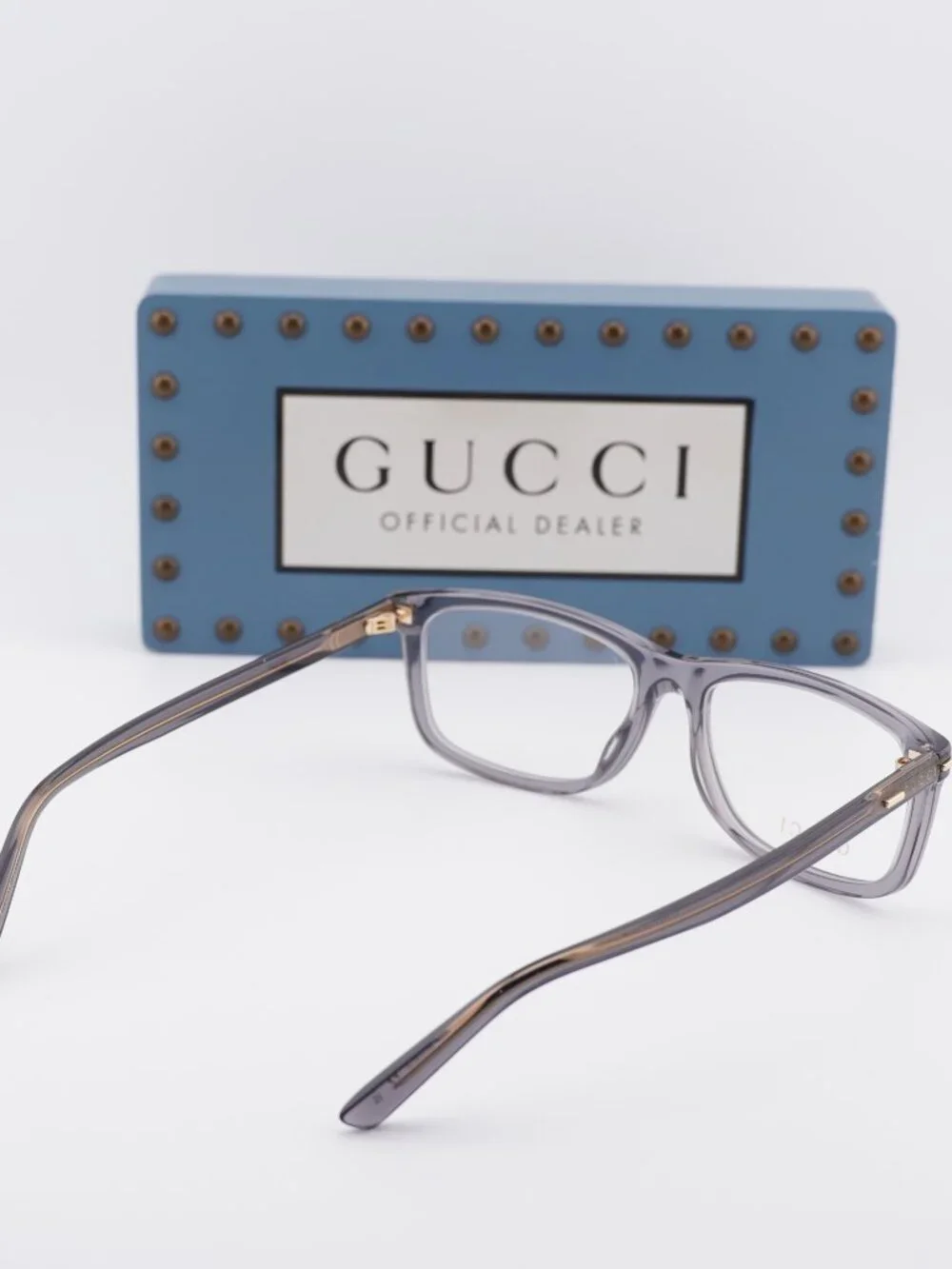 Gucci GG1447O 004 Rectangle Eyeglasses - Transparent Grey 57mm